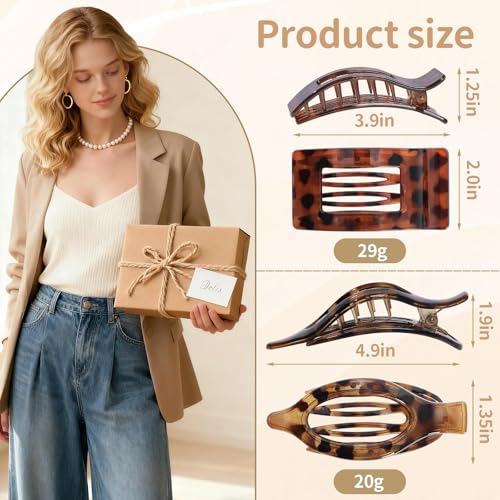 Artchita 8Pcs Flat Hair Claw Clips Set French Non-Slip Hair Accessories