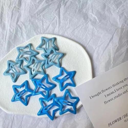 Czhotg 12-Piece Blue Star Hair Barrettes Alloy Hair Clips for Women