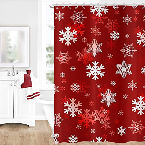 Christmas Snowflake Shower Curtain - Waterproof & Machine Washable, 72"x72"