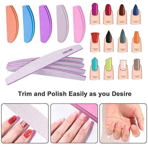 AhaTopia Nail File and Buffer Set, 100/180 Grit 10 Pcs