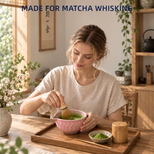 Pink Matcha Bowl with Spout - Japanese Ceramic Chawan for Whisking & Pouring