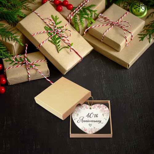 40th Anniversary Ceramic Ornament Gift for Couples, Parents, Husband, and Wife