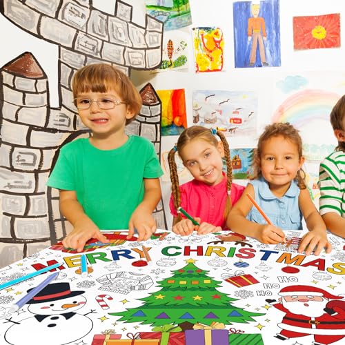 Christmas Activity Poster Banner - 31.5 x 72 Inches Holiday Coloring & Games