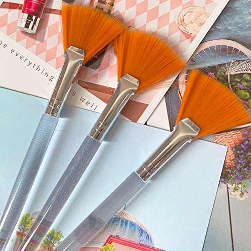 Soft 'N Style Taklon Fan Mask Brush - Acid Applicator (4-Pack, Yellow)