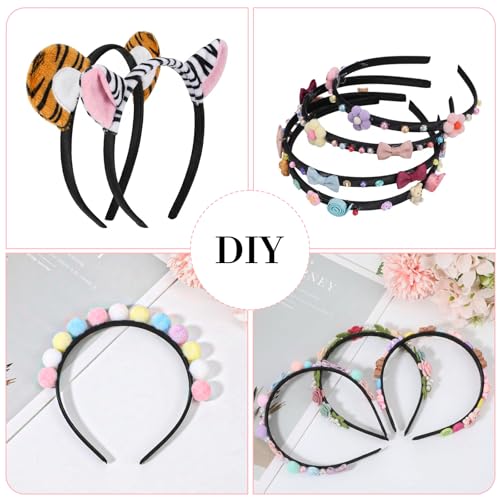 Yolev 20pcs Black Satin Headbands for Women Non-Slip Skinny Hair Bands