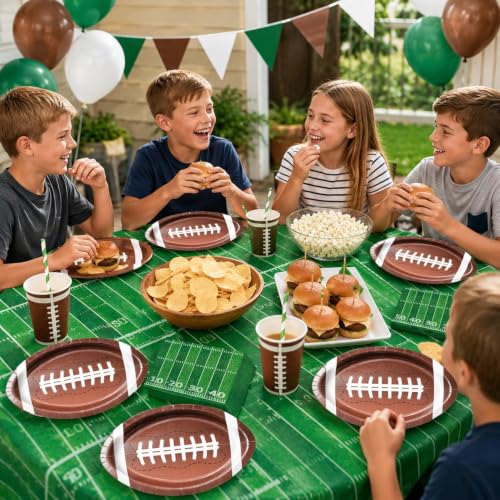 Football Party Decorations Set - 25 Football Plates & 25 Napkins