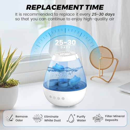 Puxyblue 9-Pack Humidifier Tank Cleaner Submarines with Silver Ion Filter