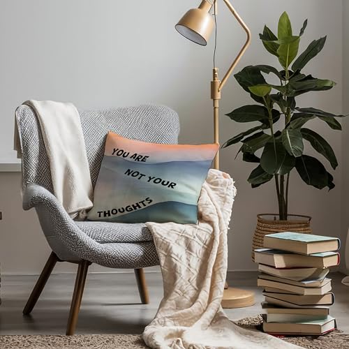 Mental Health Throw Pillow Cover Inspirational Mindfulness 18x18 Flannel