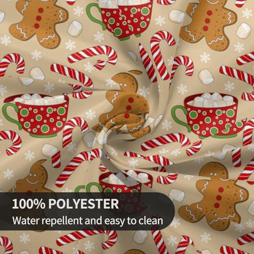 Round Christmas Tablecloth 70x70 Inch Brown Gingerbread Man - Holiday Decor