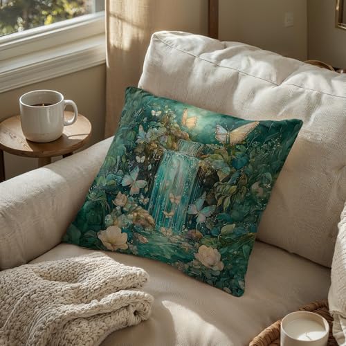 Butterfly Throw Pillow Cover 18x18 - Cotton Decorative Cushion