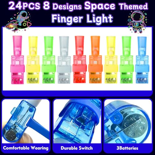 24PCS Space LED Finger Lights - Fun Party Favors for Kids