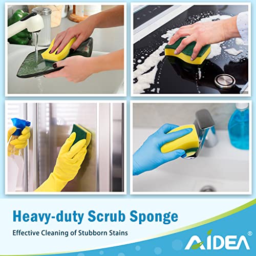 AIDEA Heavy Duty Dish Sponges - 24 Pack, Odor-Free & Reusable