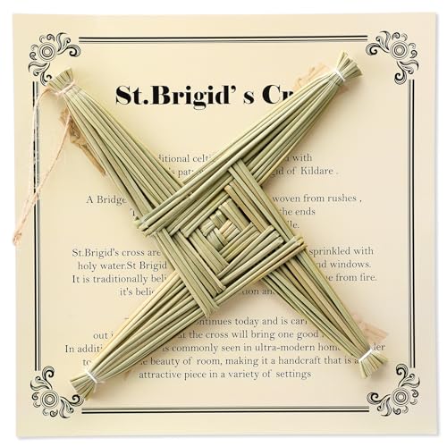 St. Brigid's Wall Cross Decor - Irish Blessing Gift with History Card (8 in, Green)