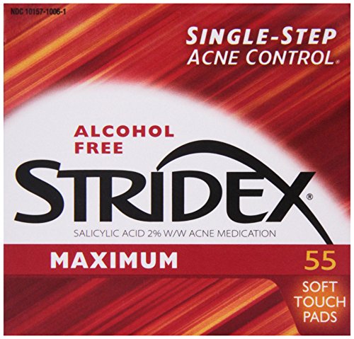 Stridex Maximum Medicated Acne Pads 55 Count - 2% Salicylic Acid Face Wipes