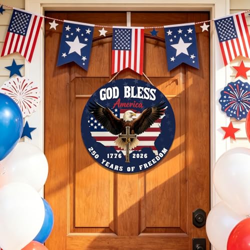 Patriotic 250th Anniversary Wooden Wreath - USA Decor for Door & Wall