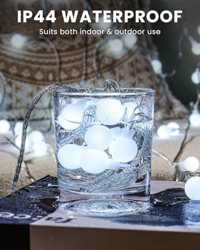 Globe String Lights 59 Ft 100 LED with Remote Timer, Cool White (Variation: Globe)