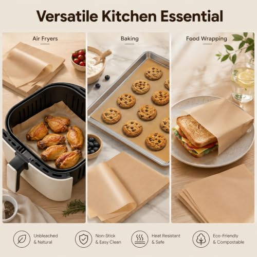 100 Pcs Non-Stick Baking Parchment Sheets - 9x13 in, Eco-Friendly