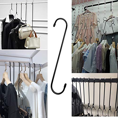 ESFUN 6 Pack Black Extra Large S Hooks - Heavy Duty Hanging Hooks for Kitchen, Garden, and Outdoor Use