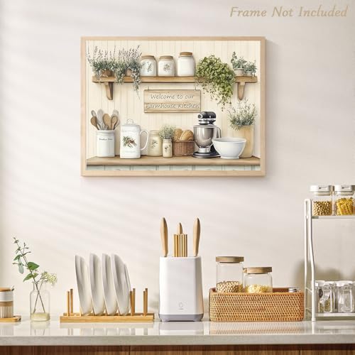Rustic Farmhouse Kitchen Wall Art Poster - 12x16 Unframed