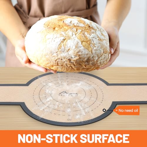 Grey HOTEC 2-Pack Silicone Bread Sling for Dutch Oven - Heat-Resistant & Non-Stick Baking Liners