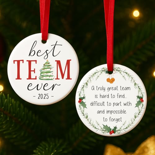 Team Appreciation Christmas Ornament - Double-Sided Ceramic Gift