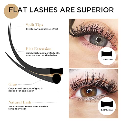 LASHVIEW Ellipse Flat Eyelash Extensions 0.20mm C Curl 14mm Black