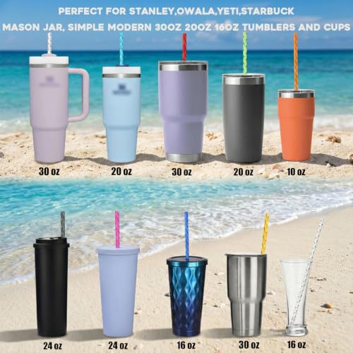 Haundry 24 Pack 11" Reusable Swirl Straws - Colorful PETG Replacement Straws
