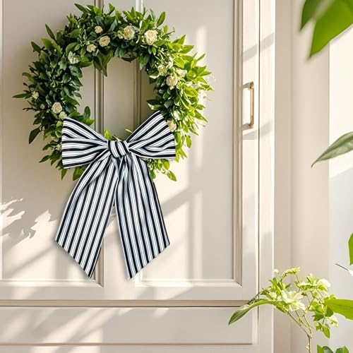 Black Wreath Sash for Front Door - 5.1'' x 59'' Classic Design