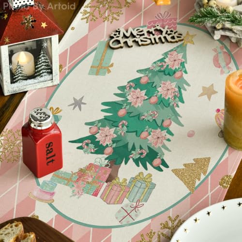 Christmas Nutcracker Table Runner 13x48 Inch Home Holiday Decor - Pink Variation