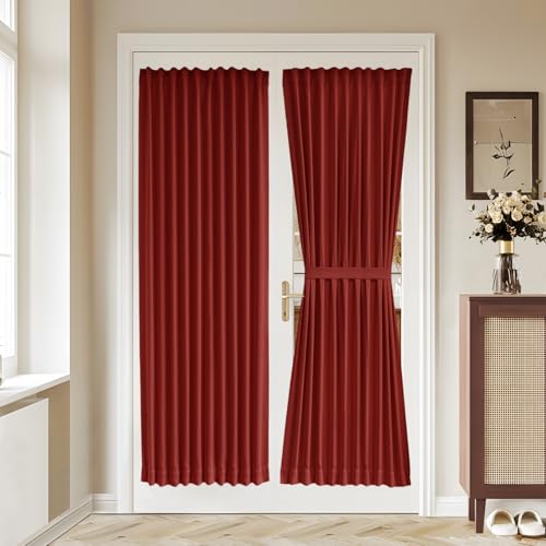 Vatge Red French Door Blackout Curtains - Holiday Decor, 36x72 Inches, Pack of 1
