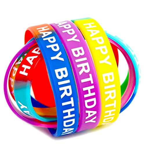 88 Pack Birthday Rubber Wristbands - 22 Colorful Styles