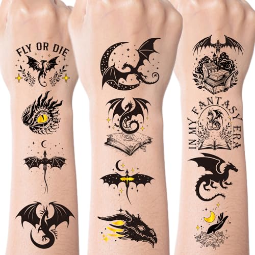 Black Wings Dragon Temporary Tattoos - 270+ Party Favors & Stickers