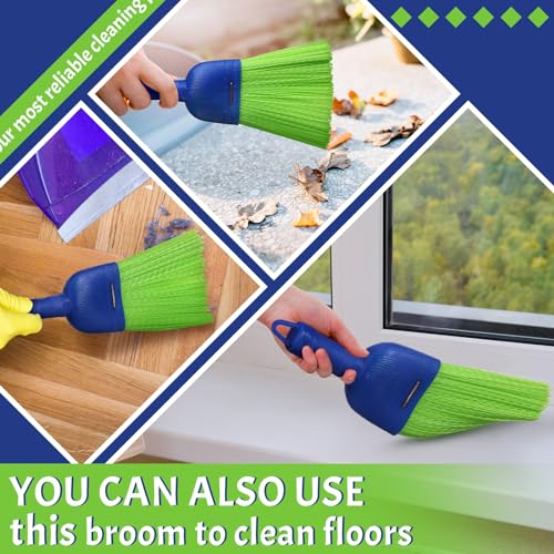 Domensi Hand Whisk Broom - 1 Pcs Poly Fiber Brush for Car Cleaning