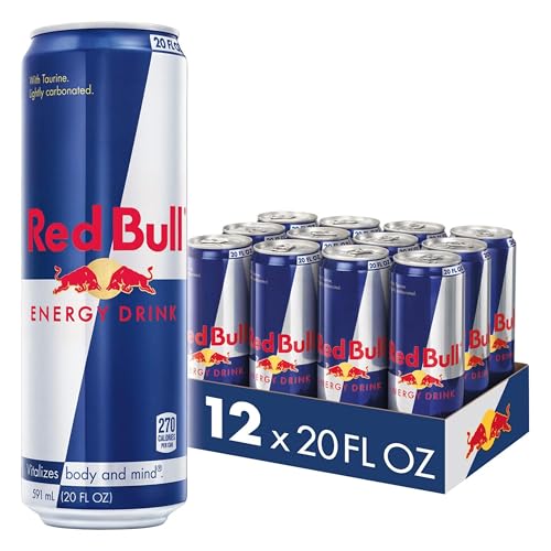 Red Bull Energy Drink, 20 fl oz - Pack of 12 Cans with Caffeine & B-Vitamins