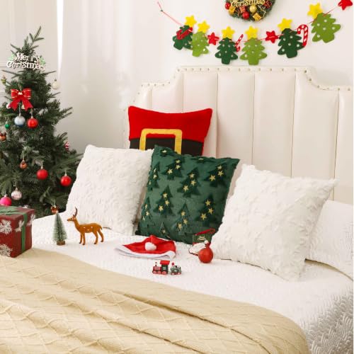 Christmas Pillow Covers 18x18 Set of 2 - Green Xmas Tree Holiday Decor