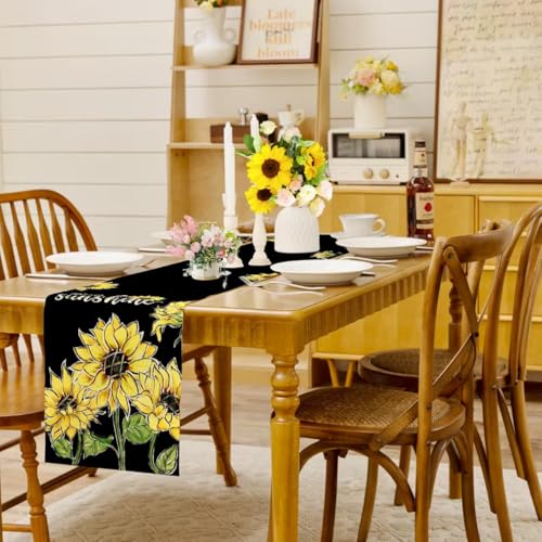 Farmhouse Sunflower Table Runner - 13x72 Inch Burlap Decor