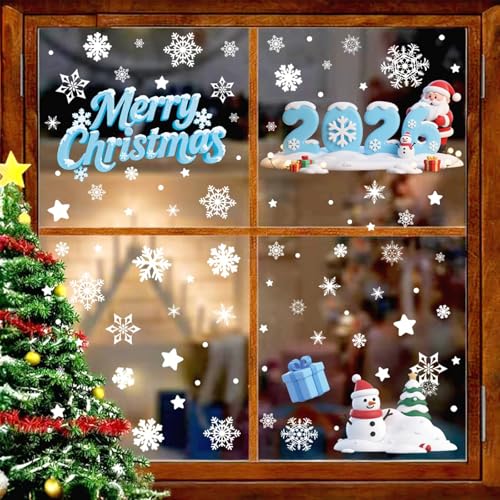 93 Pcs Double-Sided Christmas Window Clings - Reusable Holiday Stickers