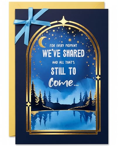 Romantic Happy Birthday Card for Husband or Wife with Gold Foil Ribbon