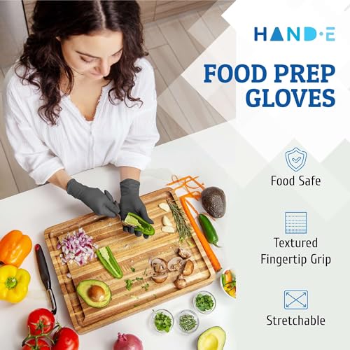 Hand-E Touch Disposable Grey Nitrile Gloves - 100 Count, Latex Free