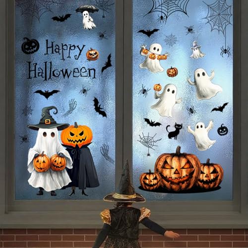 Halloween Window Clings 8 Sheet Cute Ghost Pumpkin Bats Decals