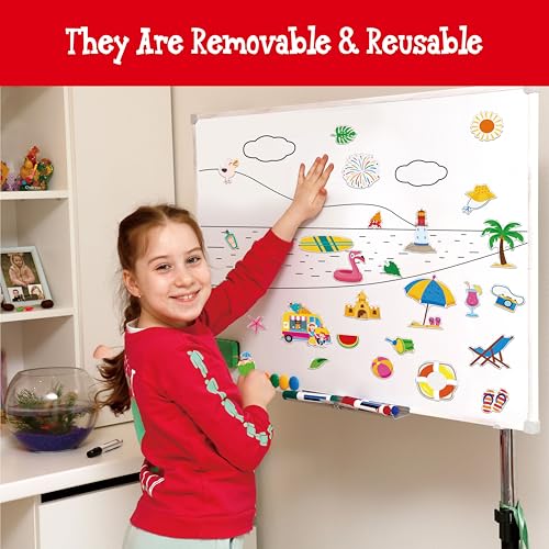 40PCS Summer Beach Reusable Jelly Stickers, Waterproof Gel Window Clings