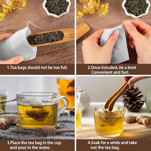 400PCS Disposable Tea Filter Bags with Drawstring for Loose Leaf Tea, Herbs & Spices