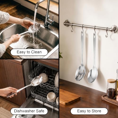 Kirecoo 2PCS Stainless Steel Serving Spoons Set - Silver