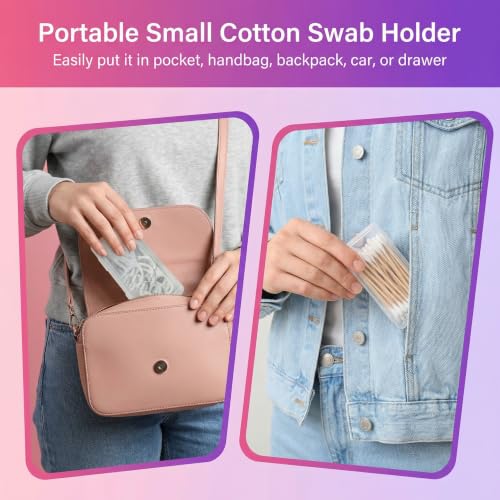 Portable Cotton Swab & Pad Holder Case - 4 Pack Travel Organizer