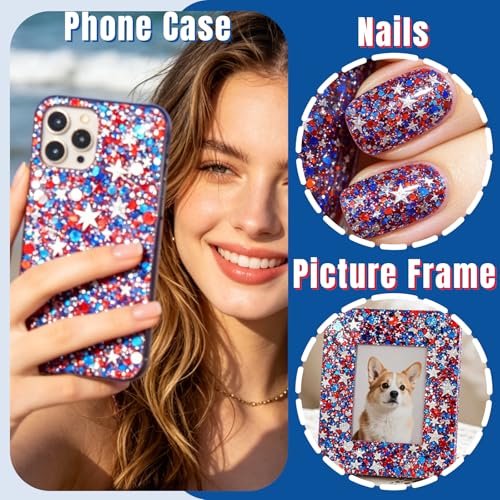 4th of July Face Glitter Stick and Rhinestone Gem Stickers Patriotic Makeup