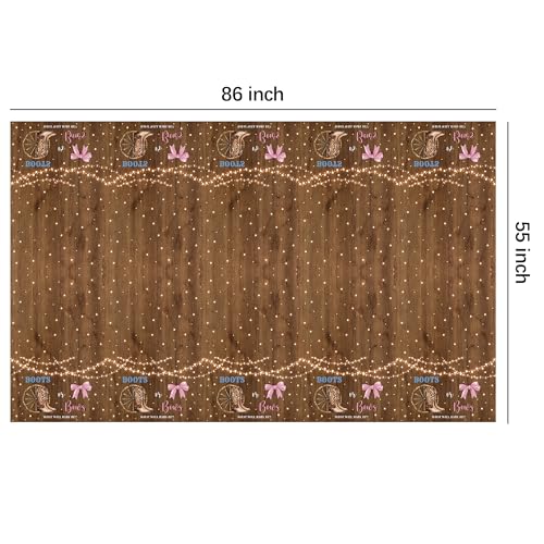 Boots or Bows Gender Reveal Tablecloth Set - 3pcs, 86x55in