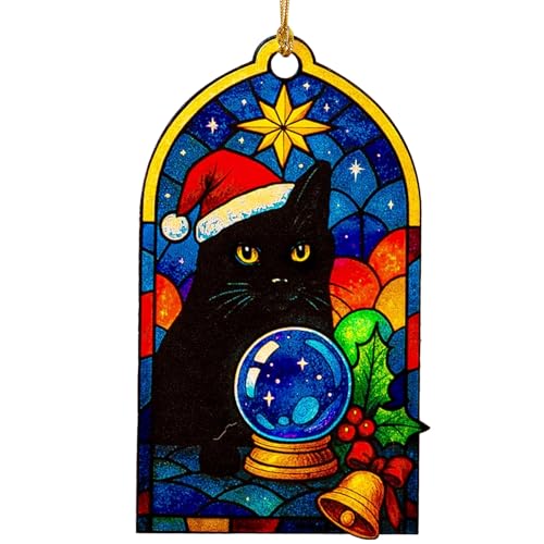 Christmas Black Cat Animal Ornament - Funny Holiday Tree Decoration