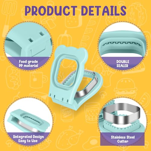 TACGEA Large Square Uncrustable Sandwich Maker - Light Blue Sealer & Cutter
