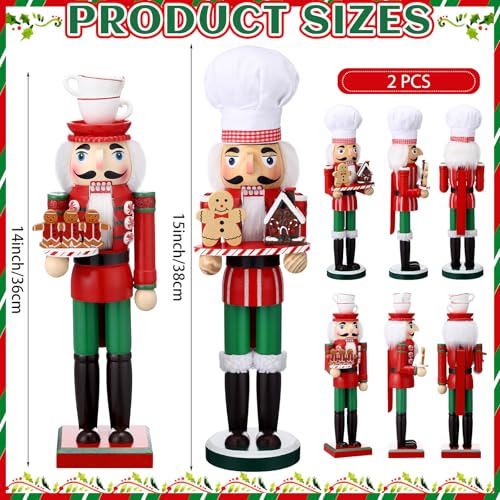 Wooden Nutcracker Ornaments Set - Christmas Holiday Decor, 15 Inch