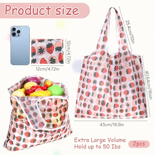YBEATY 2 Pcs Extra Large Foldable Reusable Shopping Bags, Waterproof Totes
